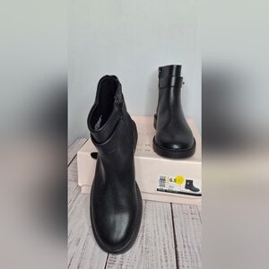 NIB LC Lauren Conrad Tahira Black Ankle Boots Sz 6.5 Belted Vegan Leather Zip